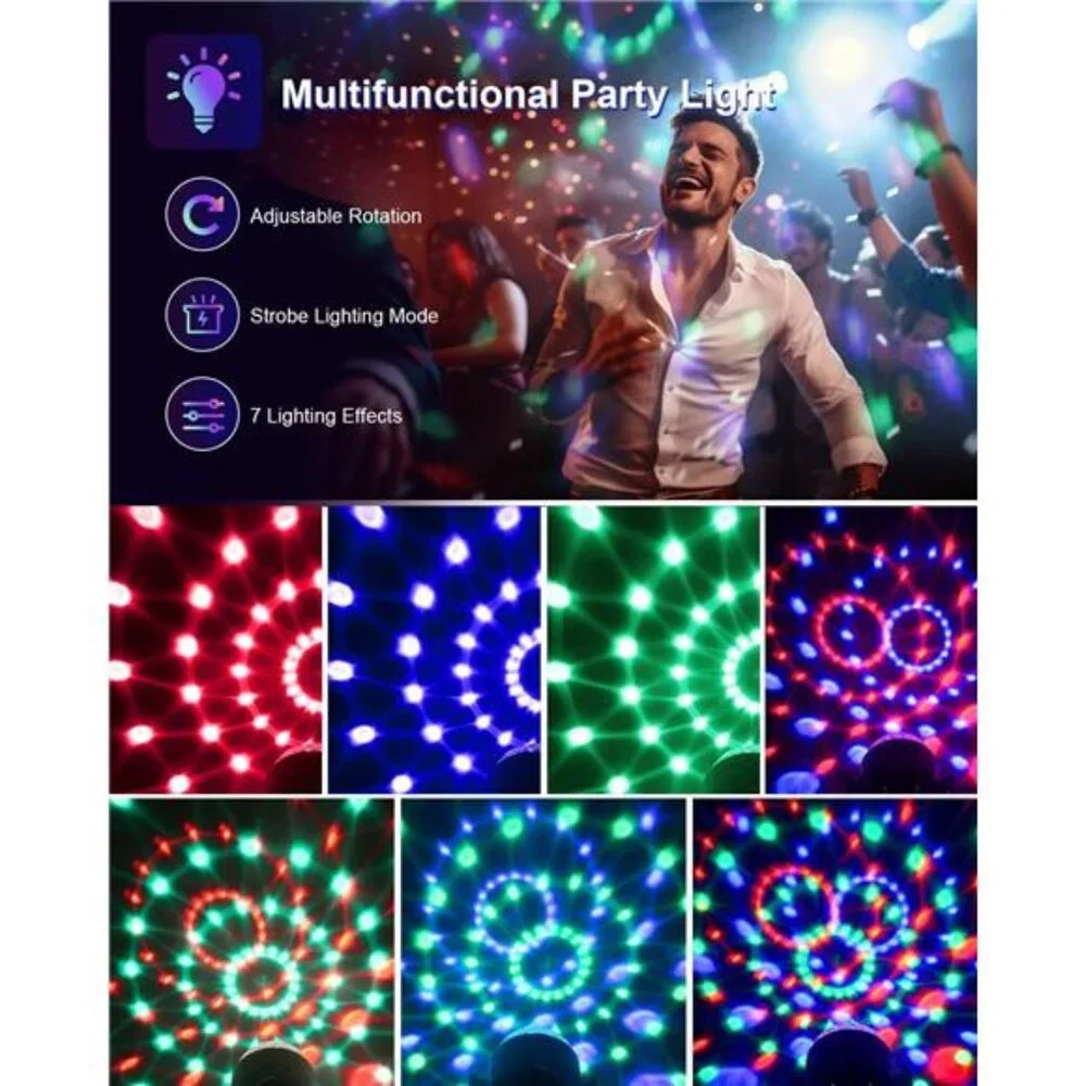 Sound Activated Party Lights with Remote DJ Lighting, Disco Ball Strobe Stage